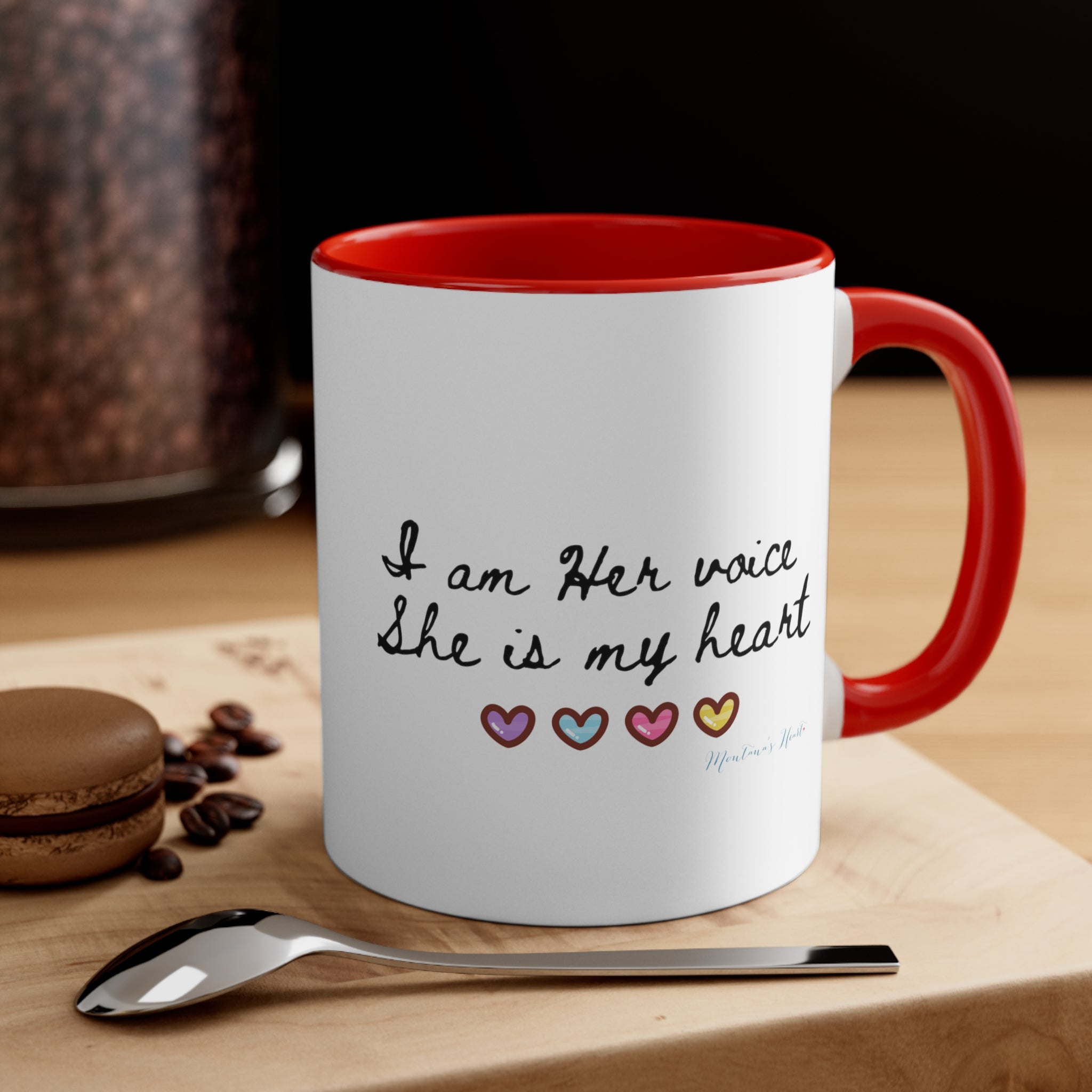 I am her voice... mom advocate, 2 tone Accent Coffee Mug, 11oz