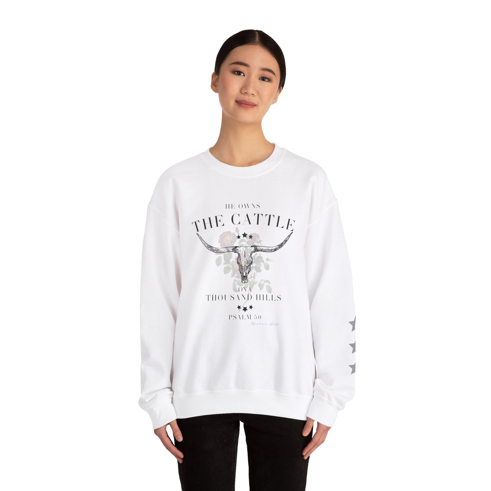 He owns the cattle on a thousand hills, Ladies sweatshirt