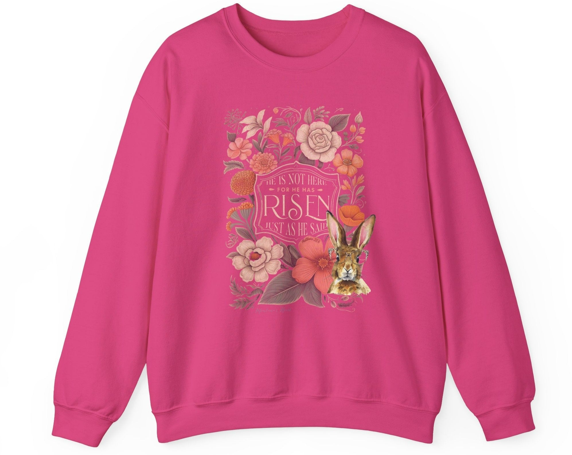 He is Risen Easter Ladies heavy weight sweatshirt  with cute bunny artwork.