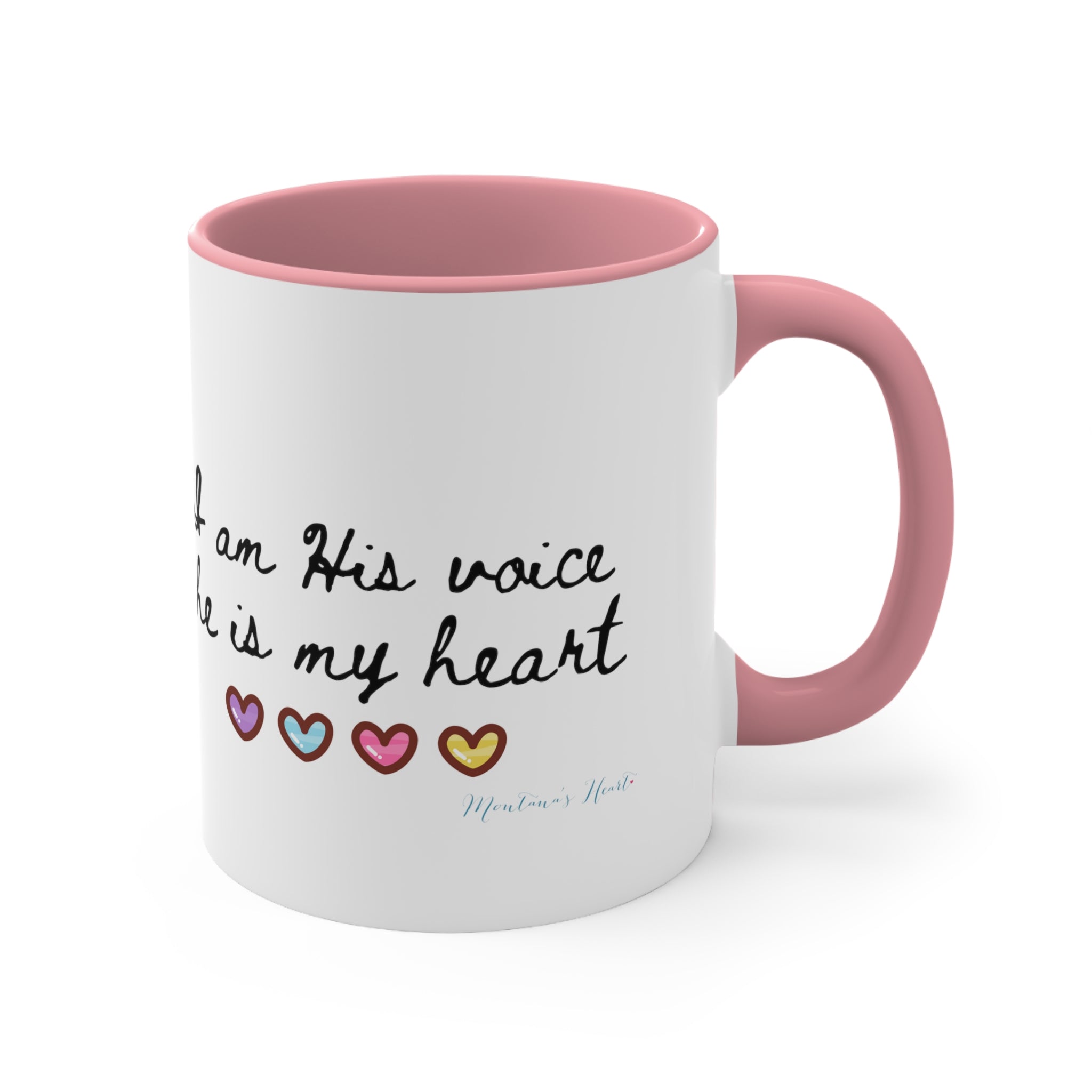 I am his voice, he is my heart, Mom Advocate 2 tone Accent Coffee Mug, 11oz