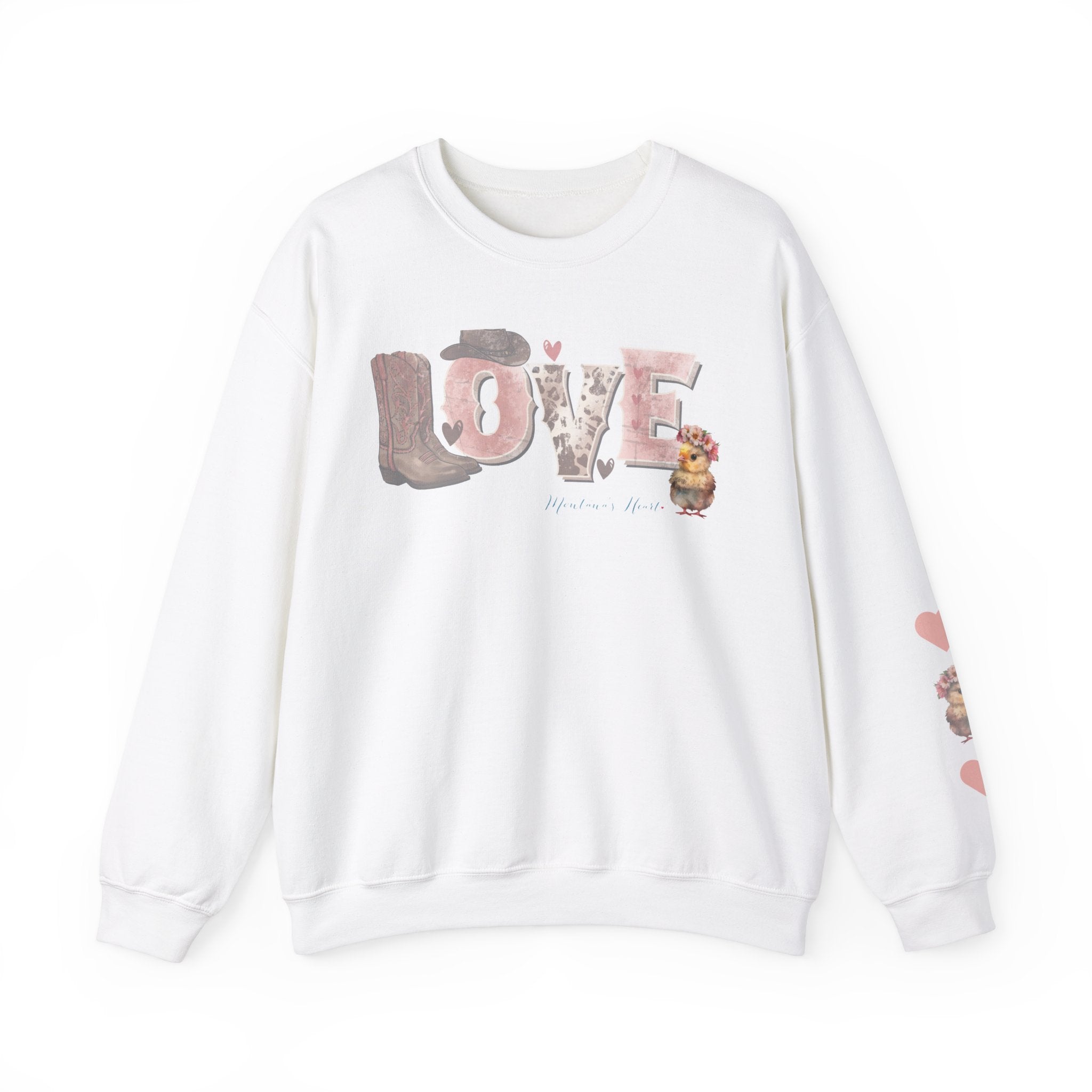 Ladies Western Love with baby chick, Ladies sweatshirt