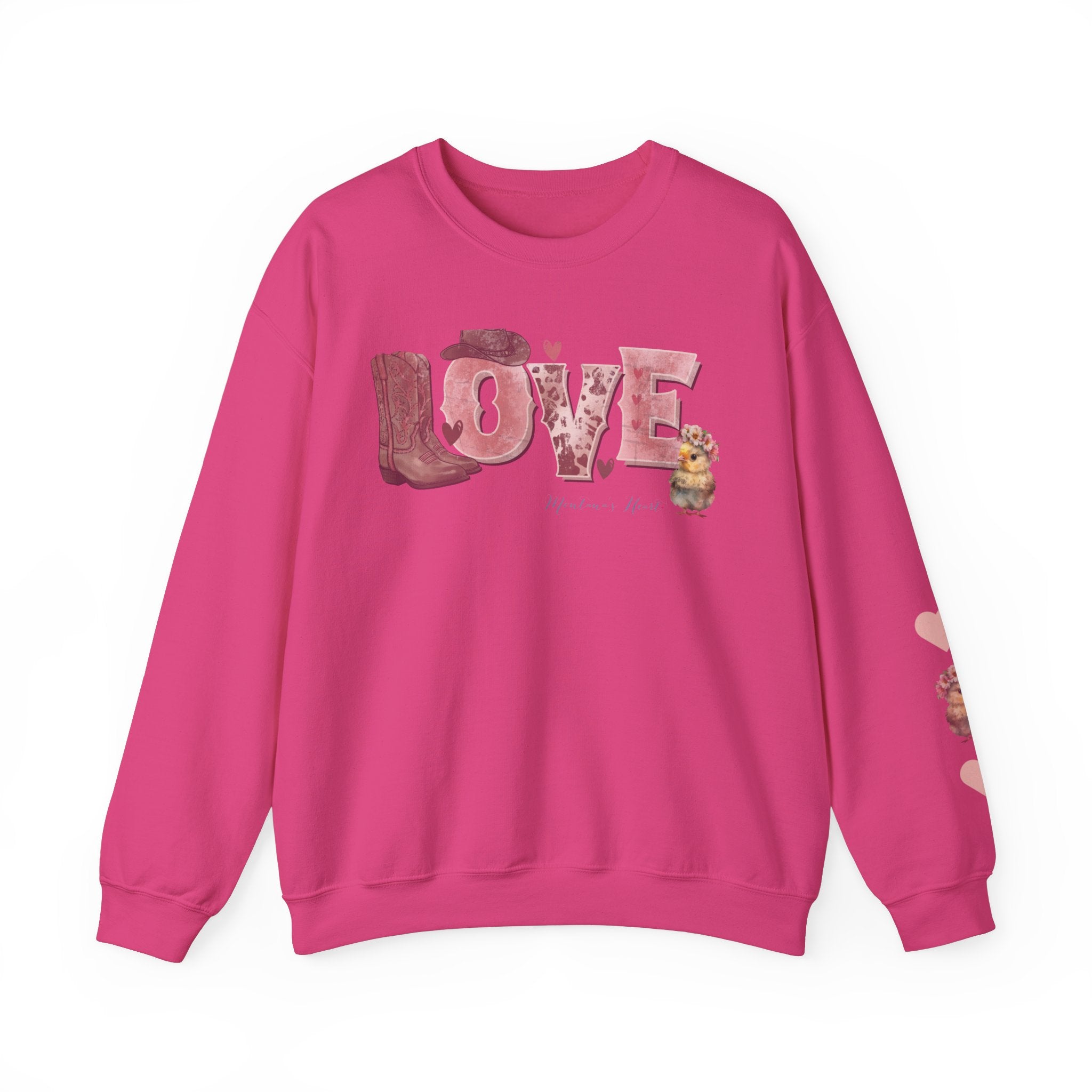 Ladies Western Love with baby chick, Ladies sweatshirt