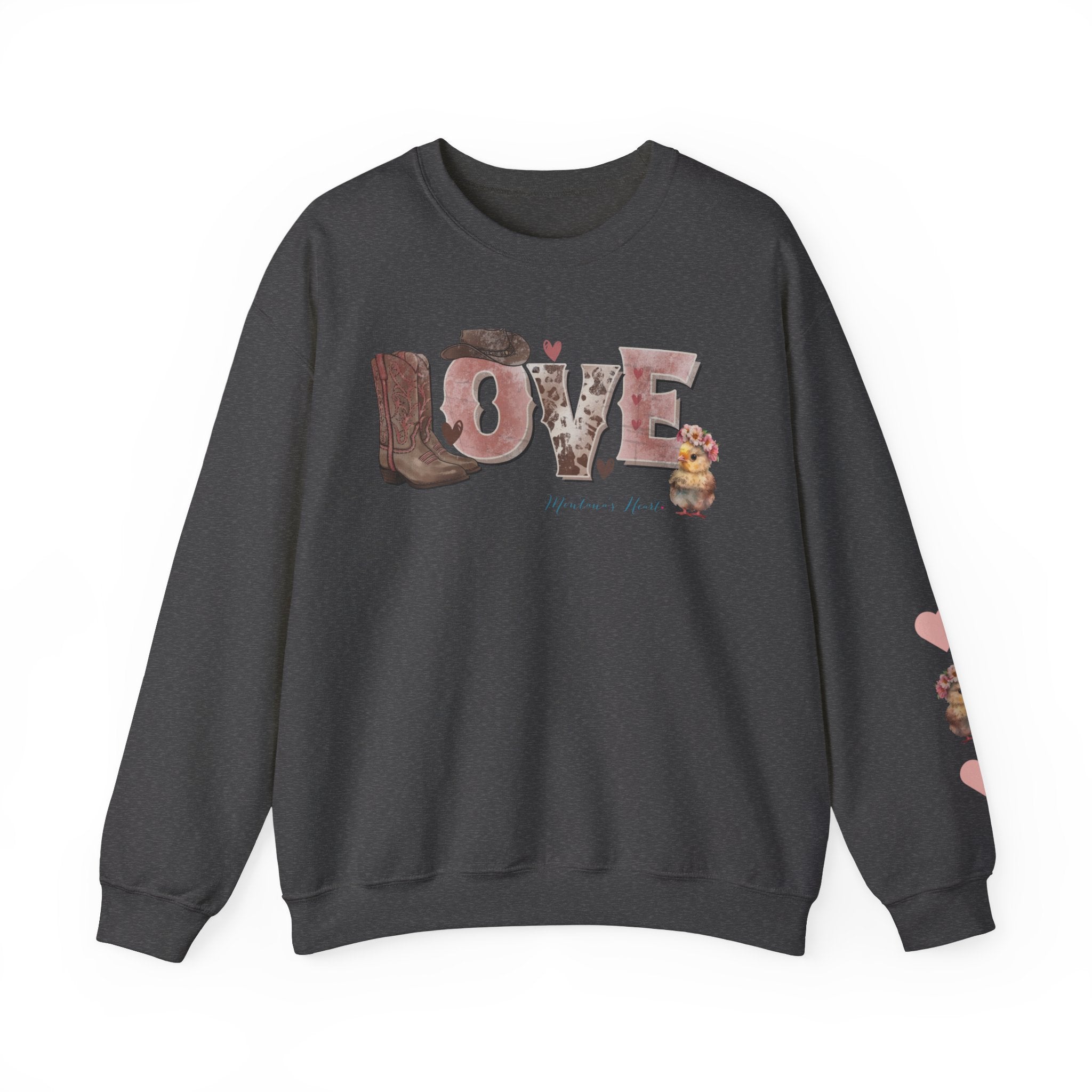 Ladies Western Love with baby chick, Ladies sweatshirt