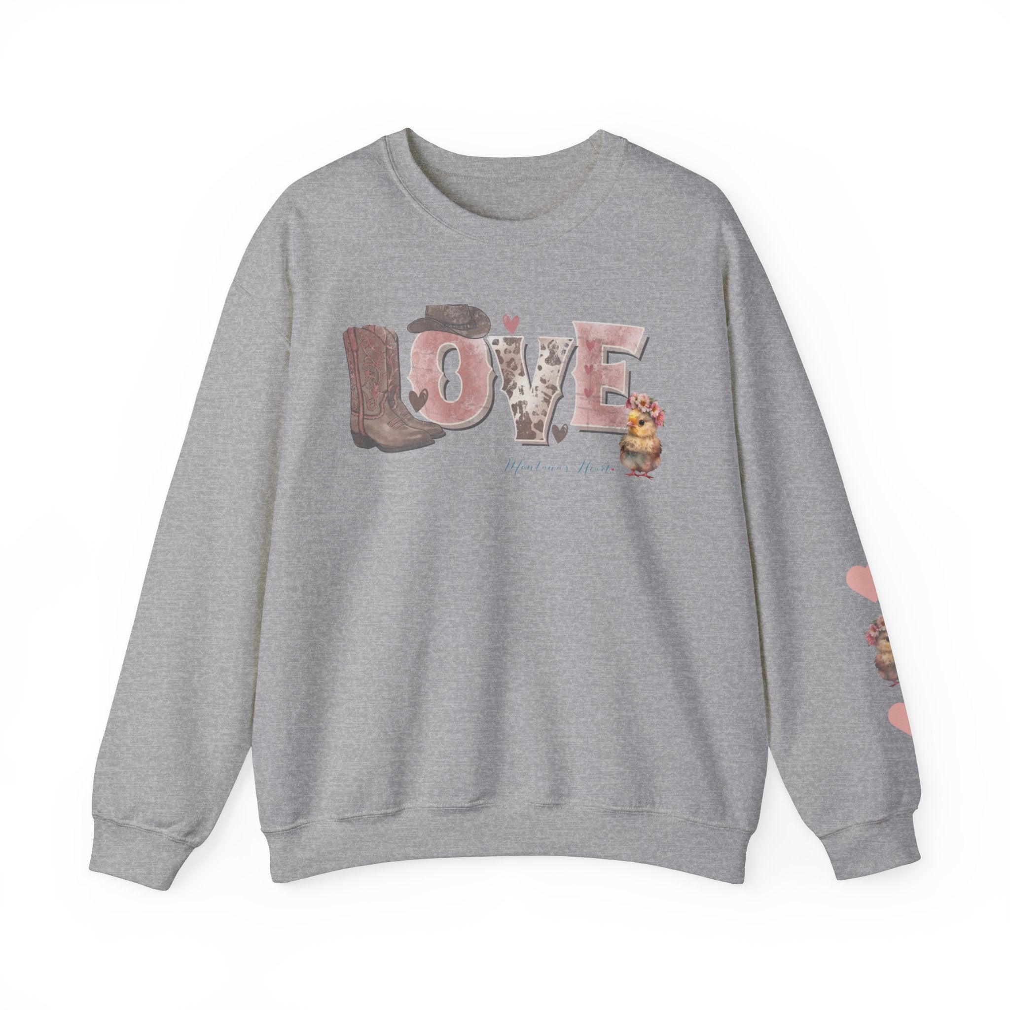 Ladies Western Love with baby chick, Ladies sweatshirt