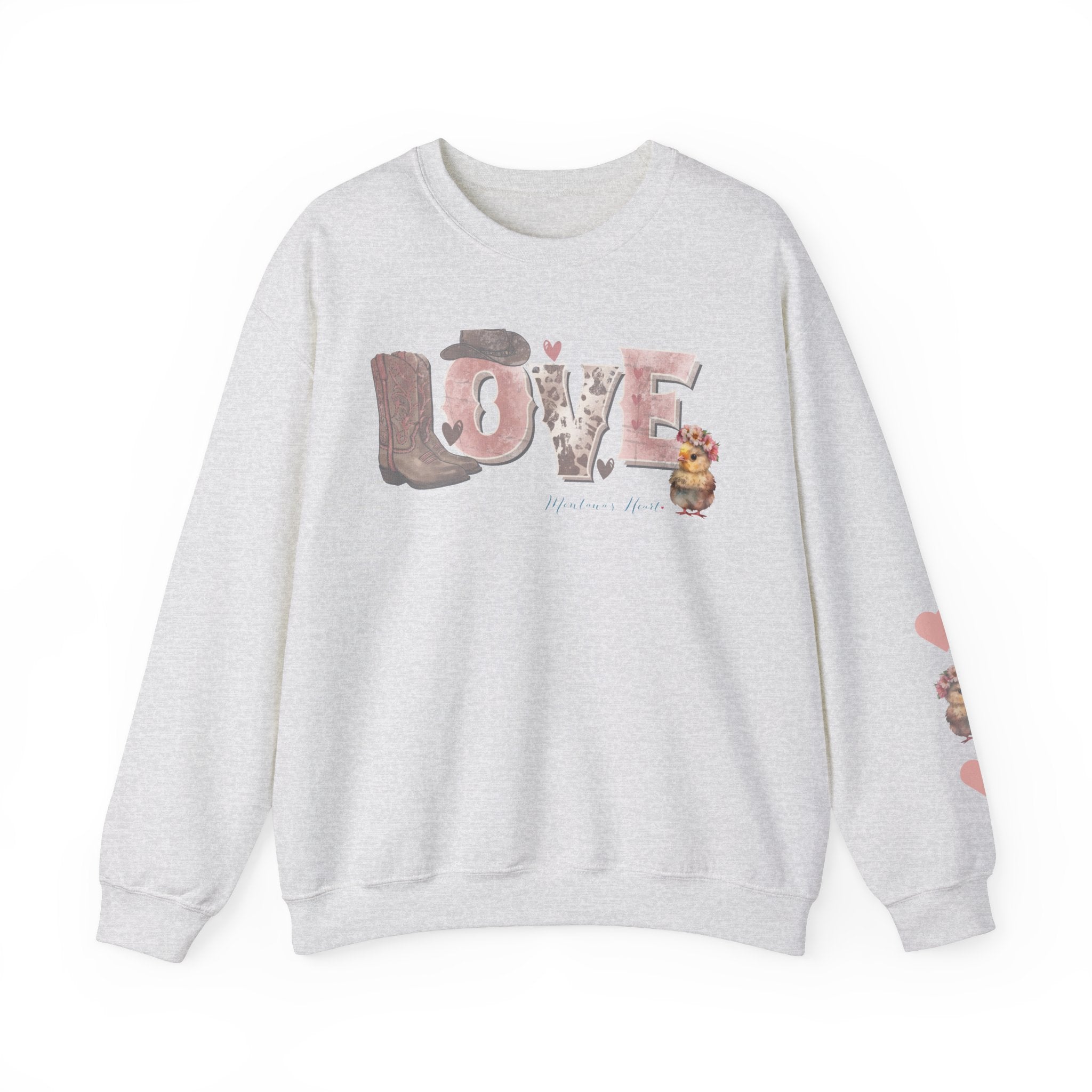 Ladies Western Love with baby chick, Ladies sweatshirt