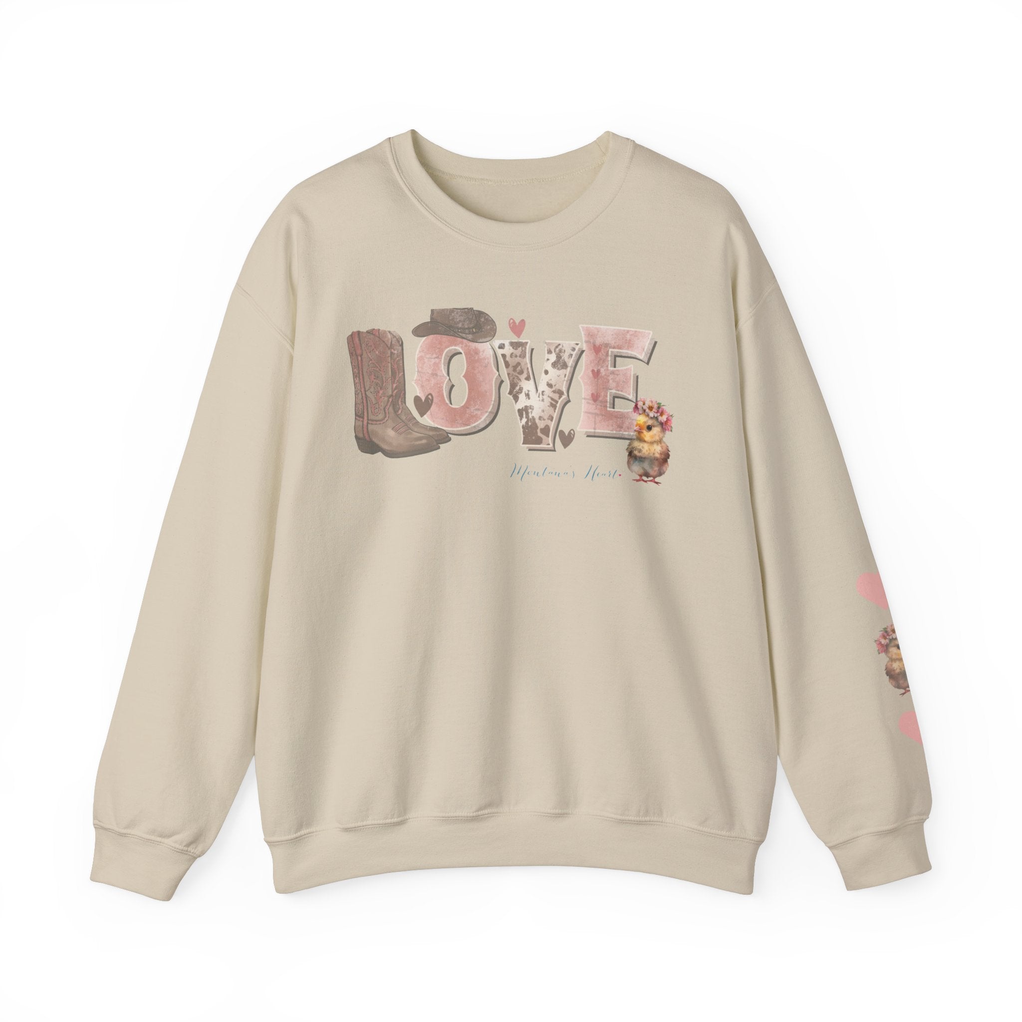 Ladies Western Love with baby chick, Ladies sweatshirt