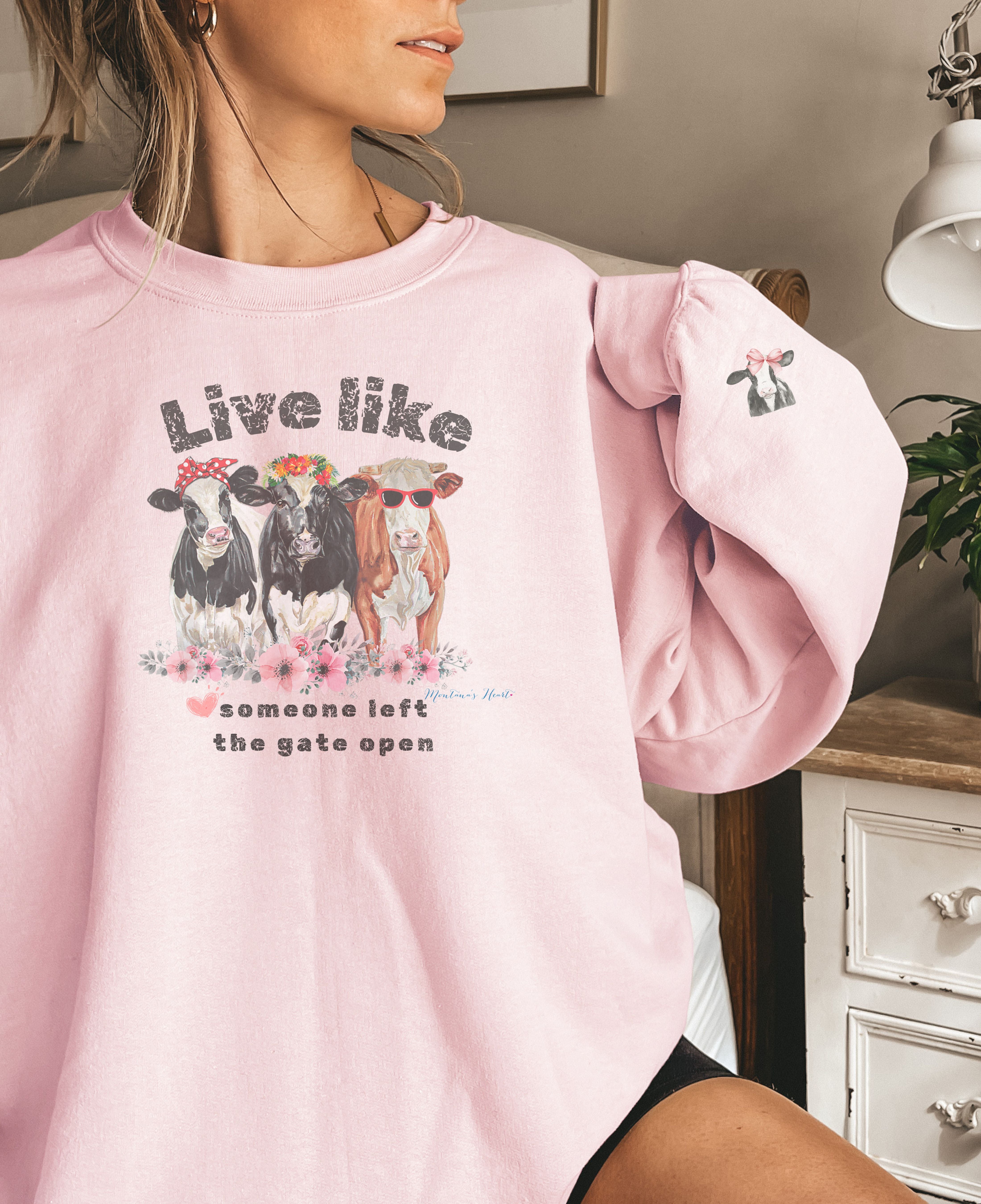 Live like someone left the gate open, ladies  sweatshirt