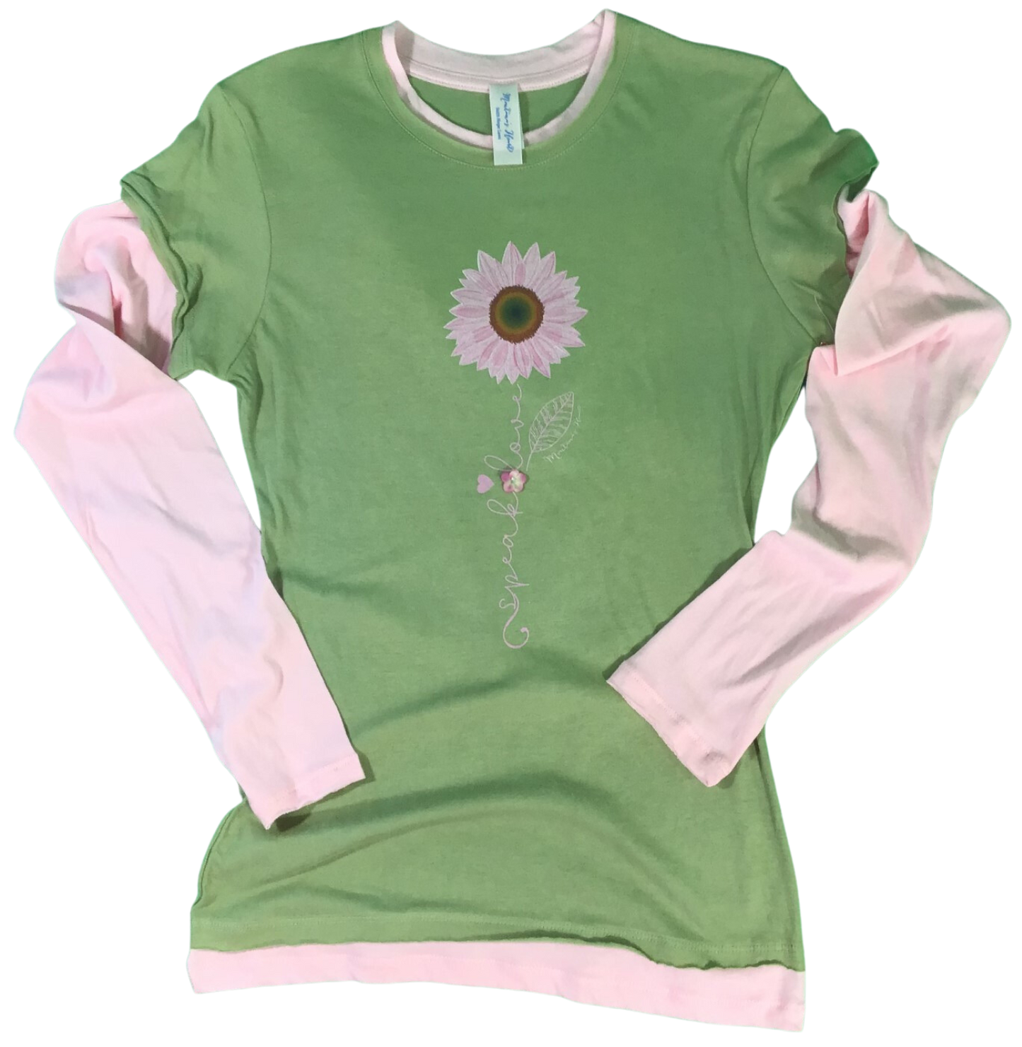 Montana's Heart two-fer Long sleee tee shirt with Sunflower image