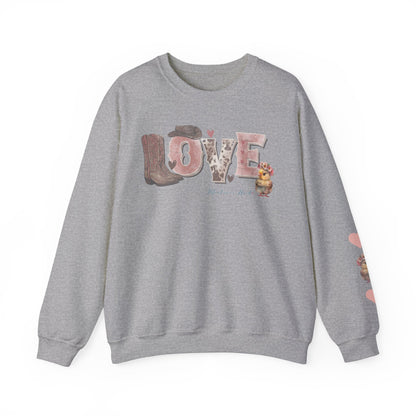 Ladies Western Love with baby chick, Ladies sweatshirt