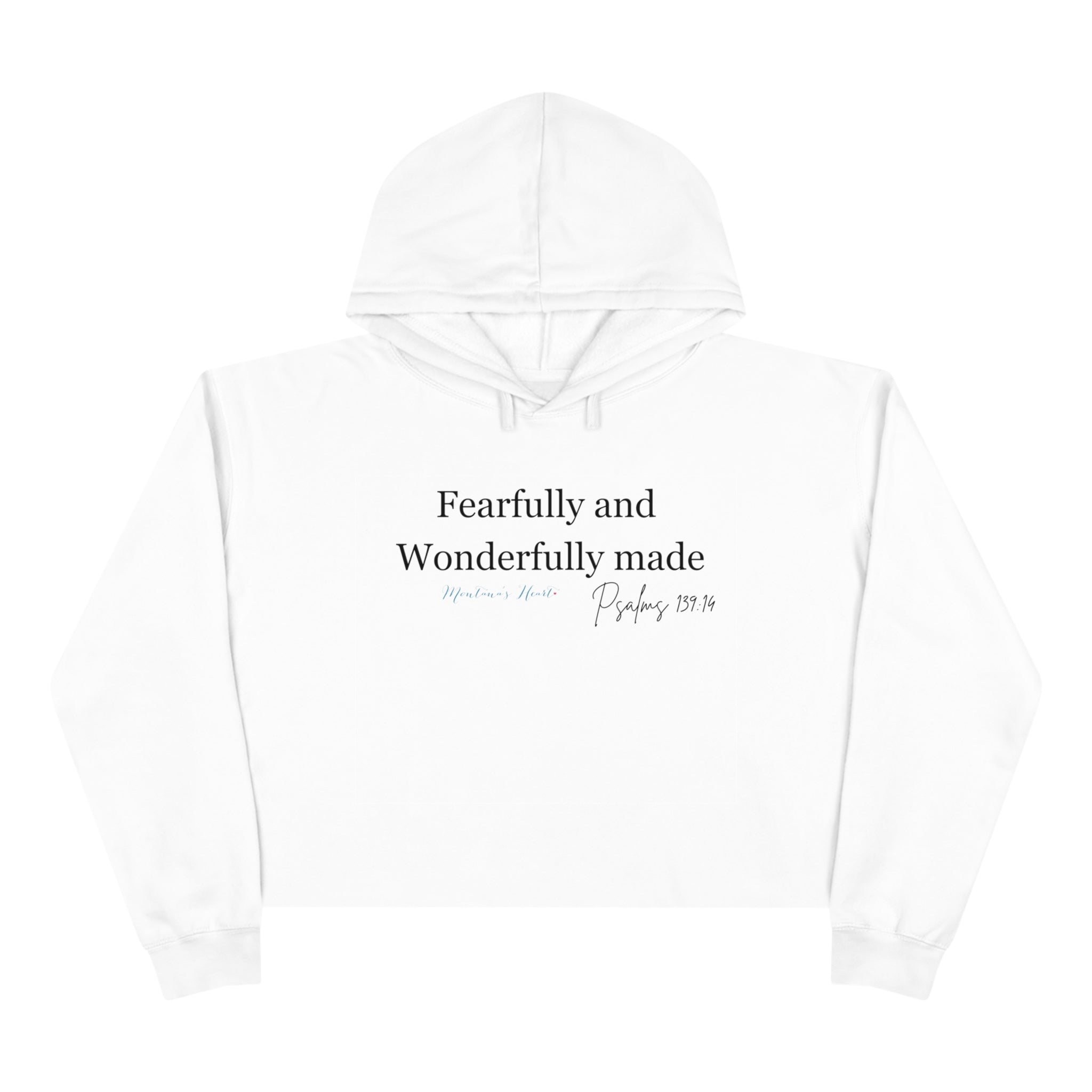 Fearfully and Wonderfully made crop sweatshirt hoodie, ladies hoodie