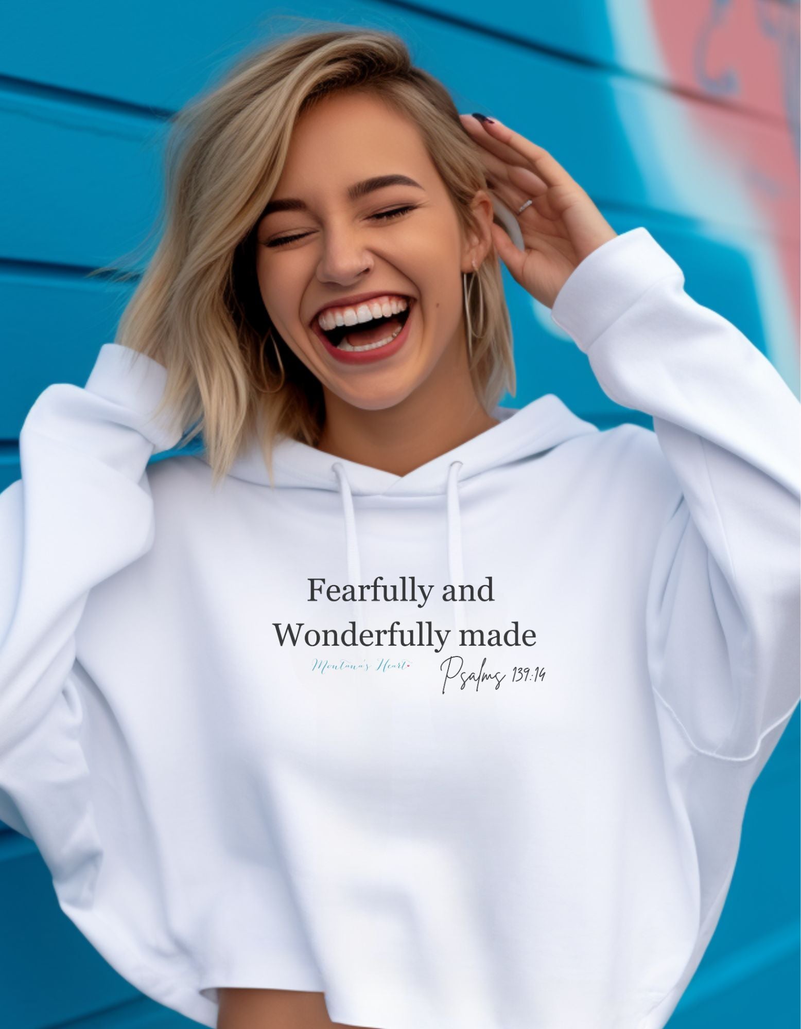 Fearfully and Wonderfully made crop sweatshirt hoodie, ladies hoodie